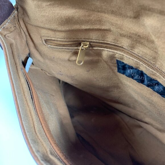 TIGNANELLO Boho Front Flap Saddle Shoulder Bag Camel Tan Leather Buckle Strap - Picture 11 of 14